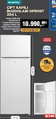 KUMTEL HTMF-210 ÇİFT KAPILI BUZDOLABI DFROST 204 L